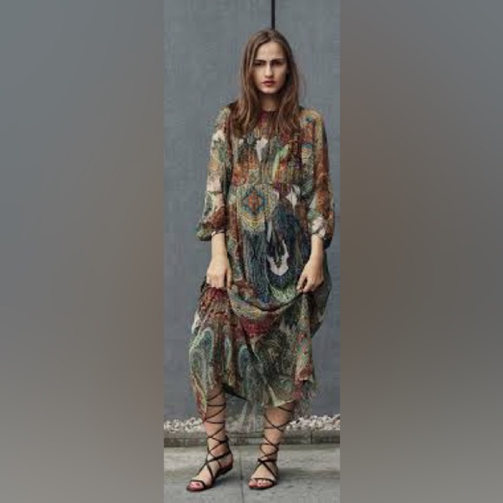 Zara Earthy Tones Maxi Dress